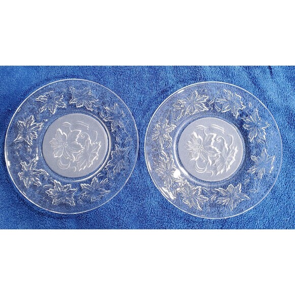 Vintage Princess House Fantasia dessert plates Poinsettia pattern 2 count - Picture 1 of 7